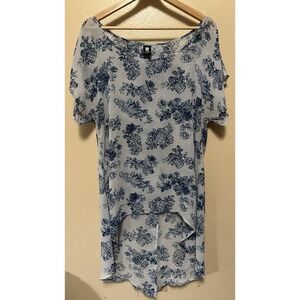 Doctor Who Torrid Chiffon Sheer Blouse Split Back Blue Floral Tardis Dalek XL